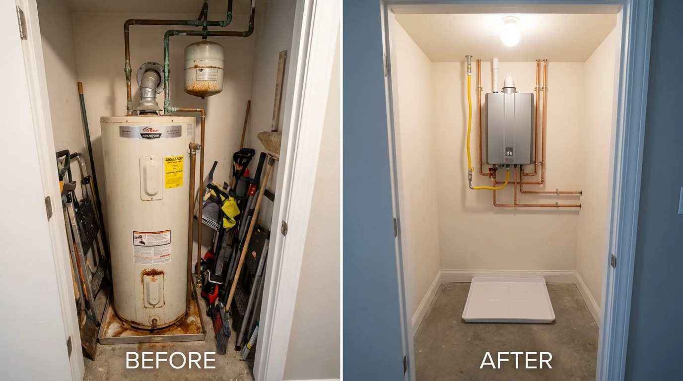 Tank water heater versus wall-mounted tankless unit comparison for Penrose, CO homeowners