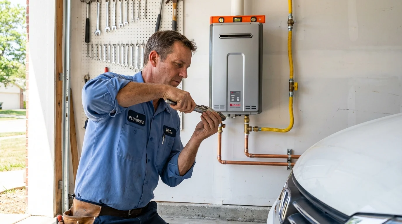 Tankless water heater installation by a Johns Plumbing LLC plumber in Penrose